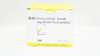 BD 305179 PrecisionGlide Ndle Short Bevel, 20G x 1-1/2inch - Box of 90